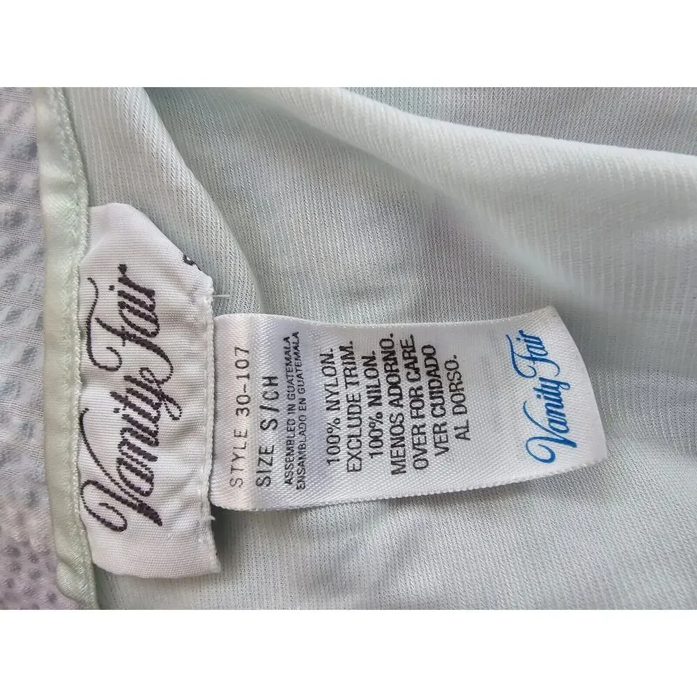 Vtg Vanity Fair Nightgown Pale Blue Sleeveless Nylon Appliques Satin Trim Small‎